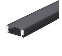 RISHORI Profilé LED en Aluminium, diffuseur en U de 1 mètre, Canal Noir avec Couvercle Blanc Laiteux, système de Rail en U pour diffuseur LED,17 * 07 Without Edge