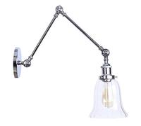 Rishx Antique Rust Fer Lampe De Mur En Verre Réglable Bras Articulé Bras Éclairage Multi-angle Applique Murale Mécanique Pour Atelier Escalier Restaurant Allée E27 (Color : Chrome)