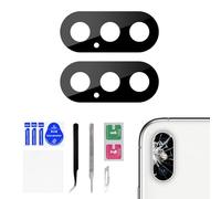 Risidamoy Lot de 2 lentilles de rechange pour iPhone X OEM pour iPhone X 10 avec adhésif double face Kit de réparation Outil de réparation Pince à épiler A1865 A1901 A1902