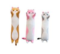 ®Rising FF Coussin en peluche chat mignon, idéal comme cadeau d'anniversaire, 70 cm, gris, 1 pièce