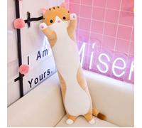 ®Rising FF Coussin en peluche chat mignon, idéal comme cadeau d'anniversaire, 70 cm, jaune, 1 pièce