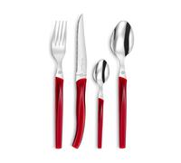 PRADEL ESSENTIEL - Coffret 24 couverts de table pour 6 personnes - Rising Sun - Acier inoxydable 18/0, Finition Standard - Rouge
