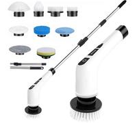 ®RisingFF Brosse de nettoyage électrique 9 en 1 avec manche rétractable, puissance de 25 W, 420 tr/min, autonomie de 90 minutes