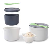 ®RisingFF Cuiseur à riz et à pâtes micro-ondes, 2 litres avec passoire, double cuiseur vapeur pour légumes (vert)