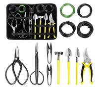 ®RisingFF Ensemble d'outils pour bonsaï 13 pièces avec cisailles à bonsaï, mini râteau et pelle, sécateur de jardin