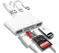 ®RisingFF Lecteur de carte mémoire 5 en 1, adaptateur OTG pour iPhone/iPad, périphériques USB C et USB A