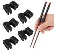 ®RisingFF Lot de 5 pinces à baguettes réutilisables pour adultes et débutants (noir)