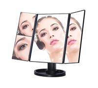 ®RisingFF Miroir de maquillage 3 en 1 LED - Miroir de maquillage - Coiffeuse Noir