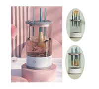 ®RisingFF Nettoyeur de pinceaux de maquillage, nettoyeur de pinceaux de maquillage électrique, prise USB, blanc