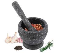 ®RisingFF Pilon et mortier en granit pour ail, ustensiles de cuisine, assaisonnements, épices (granulés de granit noir)