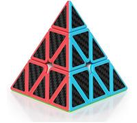 ®RisingFF Pyramide Rubik's Cube Original Pyramide Triangulaire Rubik's Cube Coloré - Facile à Tourner (Fibre de Carbone)