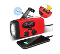 ®RisingFF Radio à manivelle de haute qualité avec cellule solaire, lampe de poche et batterie externe de 2000 mAh