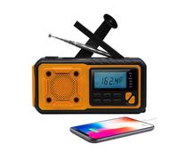 ®RisingFF Radio d'urgence à manivelle alimentée à l'énergie solaire avec batterie externe de 4 000 mAh