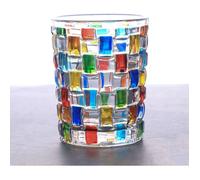 ®RisingFF Tasse à eau colorée, tasse à eau colorée peinte à la main, verre à whisky, verre à fond plat (tissé)