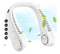 ®RisingFF Ventilateur de cou portable, ventilateur de cou rechargeable sans pales à 5 vitesses, peut porter des écouteurs,