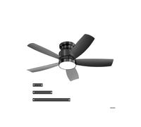 ®RisingFF Ventilateur de plafond 42"" avec éclairage LED 18 W, télécommande, 5 pales en ABS et moteur CC réversible, noir