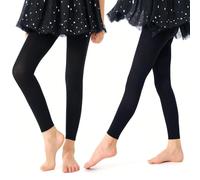 Risipu 2 paires de collants de danse sans pieds 60D pour filles - Collants de ballet ultra doux pour filles âgées de 3 à 14 ans, Noir , 3-5 ans