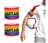 Risipu 2 Pièces Multicolor Football Capitaine Brassard,Brassards de Capitaine de Football Réglables, Sports Capitaine Brassard Standard C Flexible Taille Ajustable pour Enfants et Adultes