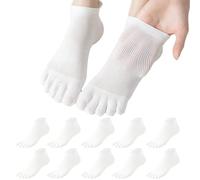 Risipu 5 paires de chaussettes à orteils pour homme et femme 37-45, chaussettes à cinq doigts en coton respirantes et courtes, chaussettes à orteils noires et blanches pour le fitness, la course, le