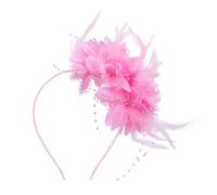 Risipu Bibi pour mariage, rose, élégant chapeau bibi vintage en maille et tissu à plumes pour femme, chapeau haut de bal, accessoires de bandeau de club de jockey (rose)