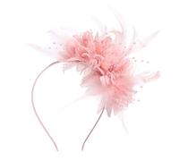 Risipu Bibi pour mariage, rose, élégant chapeau vintage en maille et tissu à plumes pour femme, chapeau haut de bal, accessoires de bandeau de jockey, club (rose nude)