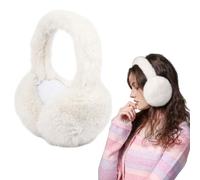 Risipu Cache-oreilles d'hiver pliables en fausse fourrure douce et chaude pour femme, blanc, taille unique