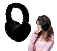 Risipu Cache-oreilles d'hiver pliables en fausse fourrure douce et chaude pour femme, Noir , taille unique