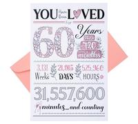 Risipu Carte d'anniversaire de 60e anniversaire, cadeau de 60e anniversaire pour femme, idée de cadeau amusante pour amis ou épouse, décorations de 60 ans anniversaire pour grand-mère (60 ans)