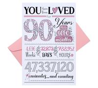Risipu Carte d'anniversaire de 90e anniversaire, cadeau de 90e anniversaire pour femme, idée de cadeau amusante pour amis ou épouse, décorations de 90e anniversaire pour grand-mère (90 ans)