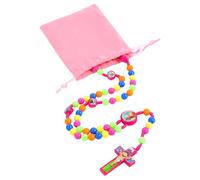 Risipu Chapelet coloré pour apprendre à prier - Chapelet coloré pour enfants avec pochette cadeau en velours pour Noël, Pâques et baptême catholique, Bois