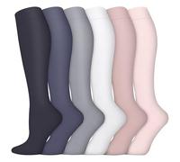 Risipu Fjquamitix 3 Paires de Chaussettes de Compression pour Femmes et Hommes 20-30 mmHg (FR/ES, Alpha/lettres, Taille unique, Taille normale, Taille normale, S/M, Ensemble rose)