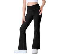 Risipu Leggings évasés pour filles - Taille haute - Pantalon de danse et de yoga - Legging athlétique pour enfants, Noir , 12-13 ans