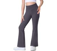 Risipu Leggings évasés pour filles - Taille haute - Pantalon de danse et de yoga - Legging athlétique pour enfants, gris, 12-13 ans