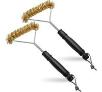 Risipu Lot de 2 brosses pour barbecue en laiton - Pour grille en fonte - Poils en laiton extra durs - Pour barbecue à gaz, charbon de bois, barbecue électrique - Avec poignée en polypropylène