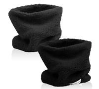 Risipu Lot de 2 écharpes d'hiver chaudes en polaire pour enfants, garçons et filles, écharpes rondes coupe-vent, cache-cou, masque (2 Pcs - Noir + Gris foncé)