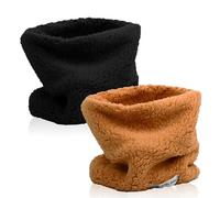 Risipu Lot de 2 écharpes d'hiver chaudes en polaire pour enfants, garçons et filles, écharpes rondes coupe-vent, cache-cou, masque (2 Pcs - Noir + Kaki)
