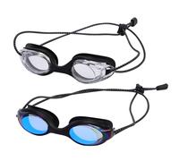 Risipu Lot de 2 lunettes de natation pour enfants de 3 à 14 ans, sangle élastique, anti-buée et anti-fuite, ajustement rapide, pour enfants de 3 à 14 ans (noir et bleu noir)