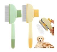 Risipu Lot de 2 peignes de toilettage pour chien et chat avec dents longues et courtes en acier inoxydable, outil d'épilation pour poils courts et longs, peigne anti-puces pour la perte de poils