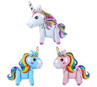 Risipu Lot de 3 ballons licorne 3D en aluminium - Décoration d'anniversaire pour enfants