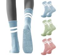 Risipu Lot de 3 paires de chaussettes antidérapantes pour femme, pour Pilates, ballet, danse, trampoline, taille unique