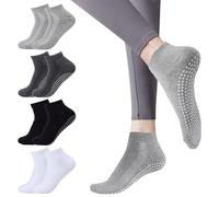 Risipu Lot de 3 paires de chaussettes antidérapantes pour femme, pour Pilates, ballet, danse, trampoline, taille unique