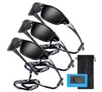 Risipu Lot de 3 paires de lunettes de soleil polarisées pour le cyclisme, le sport, pour homme et femme, protection UV400 pour cyclisme, pêche, conduite, course à pied (C)