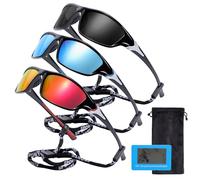 Risipu Lot de 3 paires de lunettes de soleil polarisées pour le cyclisme, le sport, pour homme et femme, protection UV400 pour cyclisme, pêche, conduite, course à pied (A)