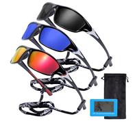 Risipu Lot de 3 paires de lunettes de soleil polarisées pour le cyclisme, le sport, pour homme et femme, protection UV400 pour cyclisme, pêche, conduite, course à pied (B)