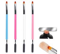 Risipu Lot de 4 brosses à ongles en gel 2 en 1 à double extrémité pour extensions de gel, sculpture et manucure (blanc, bleu, rose, rose rouge)