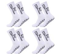 Risipu Lot de 4 paires de chaussettes de sport antidérapantes respirantes antidérapantes pour homme et femme Chaussettes de football pour football, basketball, marathon, course à pied (4 Blanc)