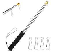 Risipu Mât de drapeau télescopique de 2,5 m, en acier inoxydable, portable, extensible et rétractable avec clip antidérapant pour guide touristique, festival, pointeur pédagogique (2,5 m, noir)