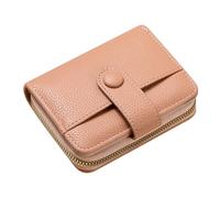 Risipu Petit portefeuille en cuir souple pour femme, mini portefeuille bloquant les RFID, avec grand compartiment à monnaie à fermeture éclair, rose clair, 12.5 x 3 x 10 cm, Minimaliste