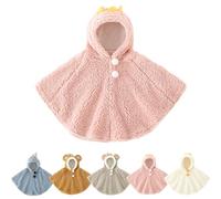 Risipu Poncho Bebe Cape à Capuche Chaude Mignon Coupe-Vent Hiver Automne Vêtements d'extérieur Chaude Châle pour Enfant 0-3 Ans Manteau Doux et Chaud pour Poussette Voiture Sortie (Rose-La Couronne)