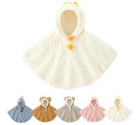 Risipu Poncho Bebe Cape à Capuche Chaude Mignon Coupe-Vent Hiver Automne Vêtements d'extérieur Chaude Châle pour Enfant 0-3 Ans Manteau Doux et Chaud pour Poussette Voiture Sortie (Blanc-La Couronne)